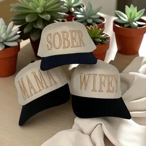 Custom 3D Puff Embroidered Trucker Hat, Mama Wifey Sober, Gift for Her, Summer Cap