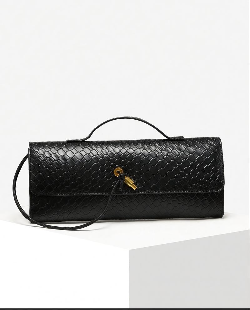 Women Vintage Minimalist Faux Woven Texture Anguera Red Retro Flap Lock Large Capacity Clutch Bag Handbag Shoulder Bag For Evening Parties Daily Wear Fashionable Clutch Bags Party Bags Perfect For Party Wedding Prom Dinner