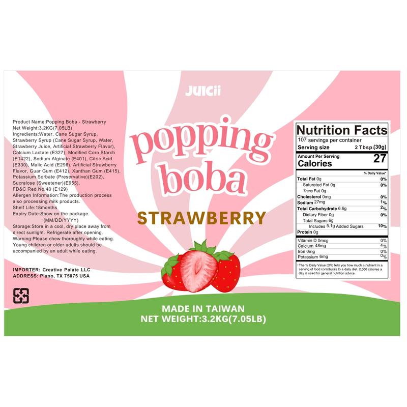[Bundle Set] JUICII Popping Boba Pearls/bursting balls - Perfect for Bubble Tea, Frozen Yogurt, Boba, Matcha, Beverage Drinks, Ice Cream Toppings Family Size