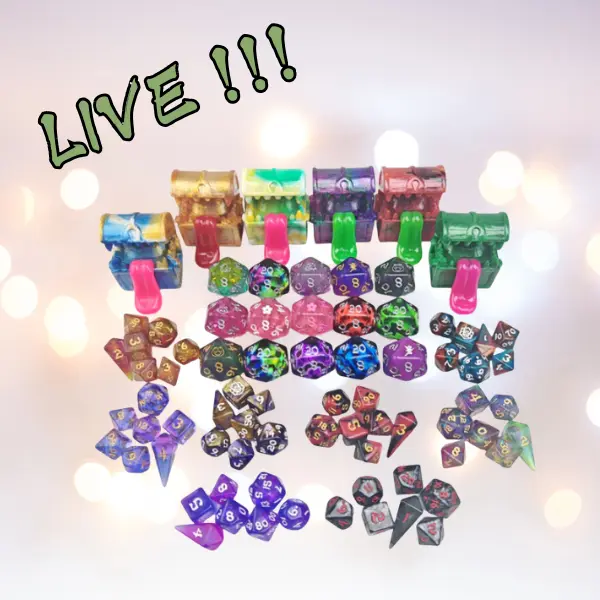 Hymgho - Box of Tricks - Mini Dice, D20, and Resin Mimic- Dice Box Metal Dice Set Polyhedral Dice Set