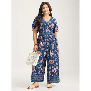 【Summer Turn-Up】BlOOMCHIC Plus Size Rayon Tropical Vibes Pockets Jumpsuit [M-6X] 2026 Summer Pick for Mother's Day