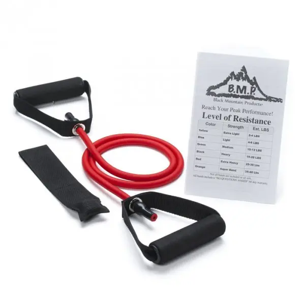 212 MAIN Red Resistance Band - Latex-Free Rubber, Stretchable, Space-Saving, Light Duty Strength Training Accessory (25-30 lbs Resistance) for Pilates, Physical Therapy/Rehabilitation, General Health and Fitness, Portable, Compact, Door Anchor, Unisex, Gy