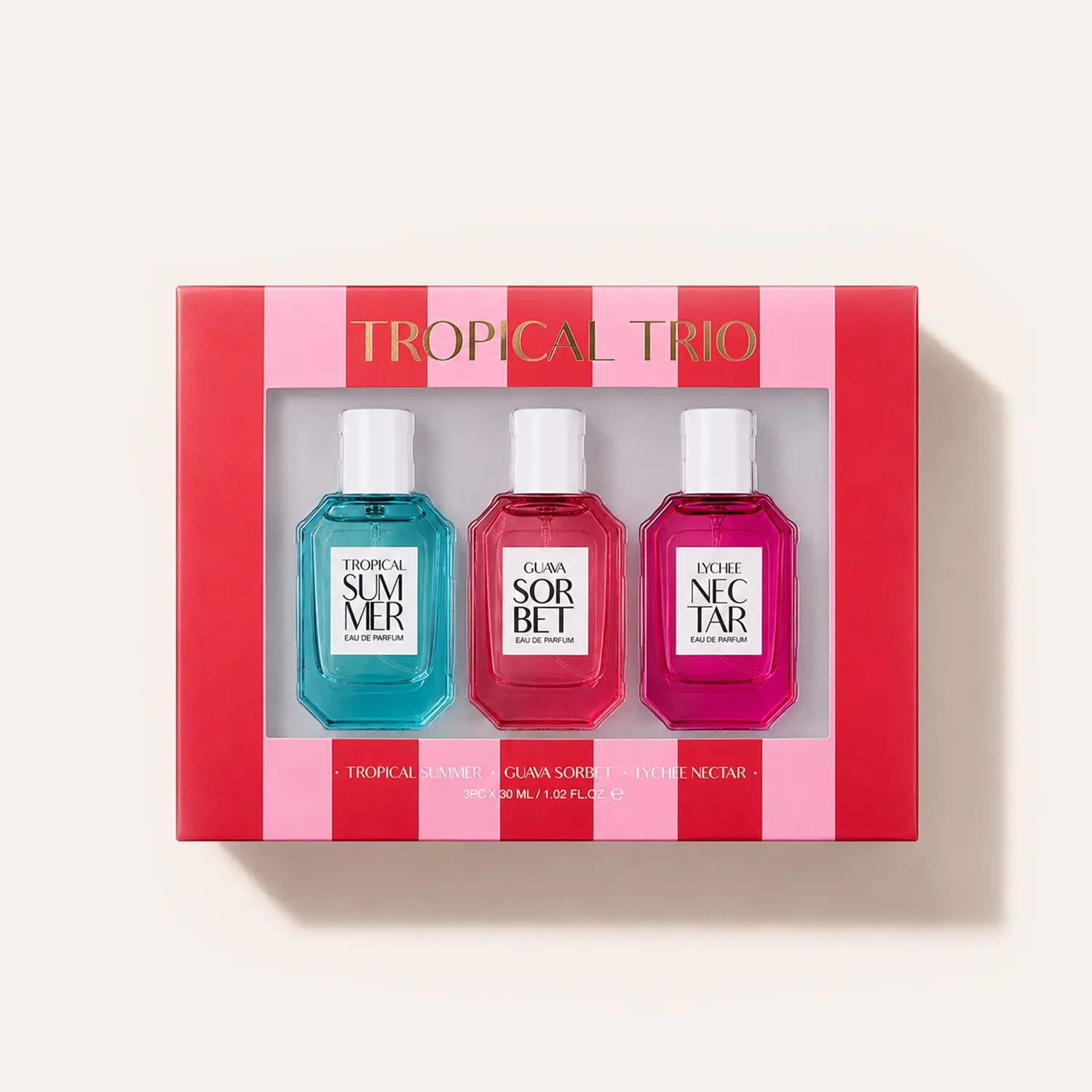 Brooke Ellina Tropical Trio Eau De Parfum Set -  Layering Combo 3x30ml Bottles (Tropical Summer, Guava Sorbet, Lychee Nectar) with Pineapple, Vanilla, Guava, Lychee, Sandalwood Notes, Confidence Booster, Vacation Scent