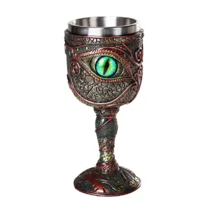 Eye of the Dragon Mystical Fantasy Wine Goblet Chalice Resin Body Stainless Steel Cup 6 ounce