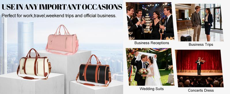 Garment Travel Duffle Bag Large 2-in-1 Convertible Carry-on Luggage for Men & Women with Hanging Suits Dresses & Clothes Shoe Compartment Weekender Tote Combo Duffel Brown Leatherette