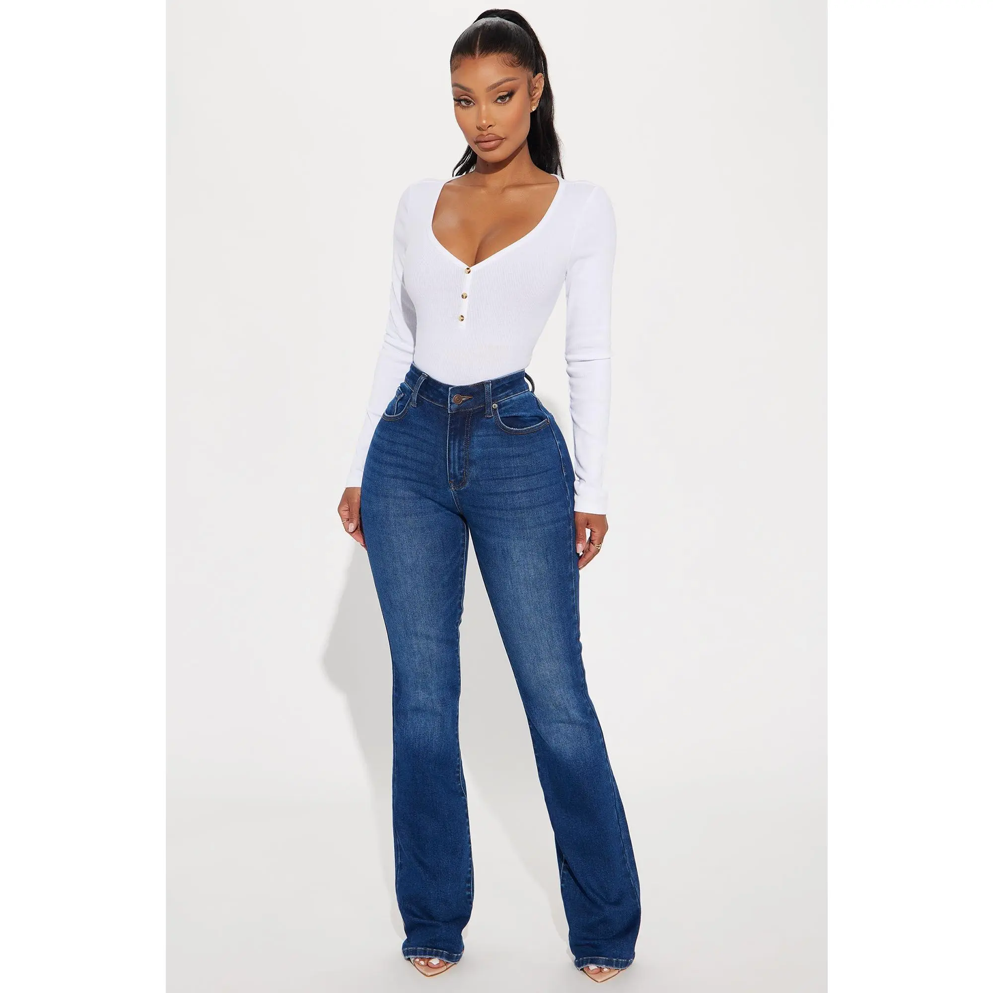 Devyn Stretch Bootcut Jeans - Dark Wash