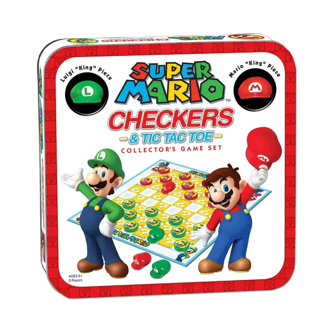 USAopoly Super Mario Checkers & Tic-Tac-Toe Collector's Set, Tabletop Game, Family Fun Strategy Option for Toys & Hobbies, Tabletop Games, Family Fun Game