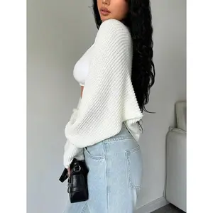 Plain Long Sleeve Minimalist Cropped Cardigan, Casual Everyday Wear,Long Sleeve Tops Knitwear Fit Button Womenswear