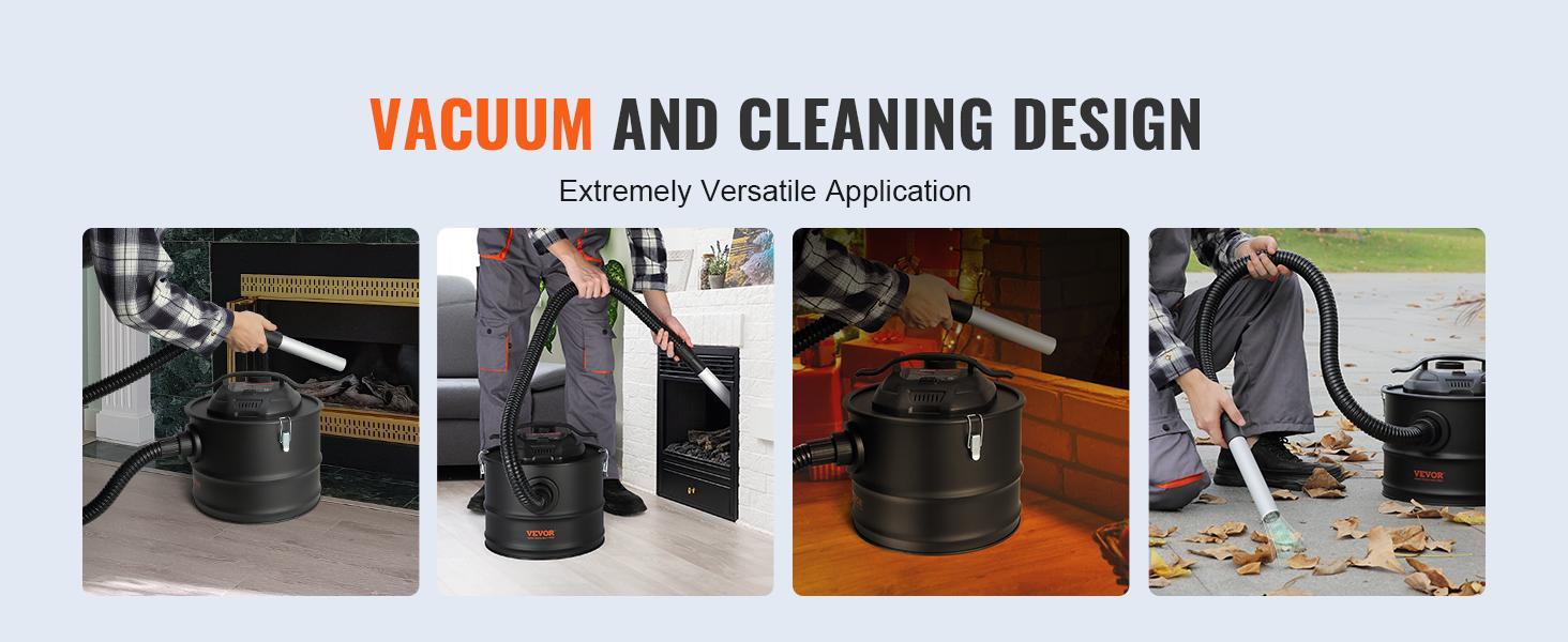 VEVOR Ash Vacuum Cleaner, TikTokShopBlackFriday, 4 Gallon with 1200W Powerful Suction, Ash Vac Collector with 47.2 in Flexible Hose, for Fireplaces, Log Burner, Grills, Pellet Stoves, Wood Stove, Pizza Ovens, Fire Pits