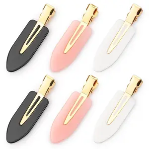 6 Pcs Creaseless Hair Clips No bend No Crease Hair Clip Makeup Clips for Women and Flat Hair Clips for Hairstyling Salon Golden Handle