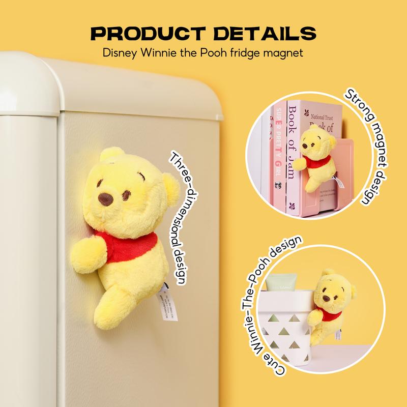 MINISO Disney Stitch Plush Strawberry Bear Magnetic Winnie the Pooh Refrigerator Magnet Decoration