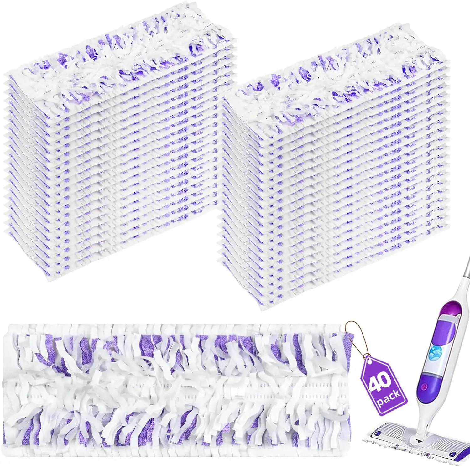 Disposable Power Mop Replacement Pads, compatible with Swiffer Power Mop; Power Mop multi-surface cleaning replacement pads for floor cleaning; unscented