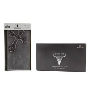 Tooled Cross Oil Pull Up Rodeo Wallet