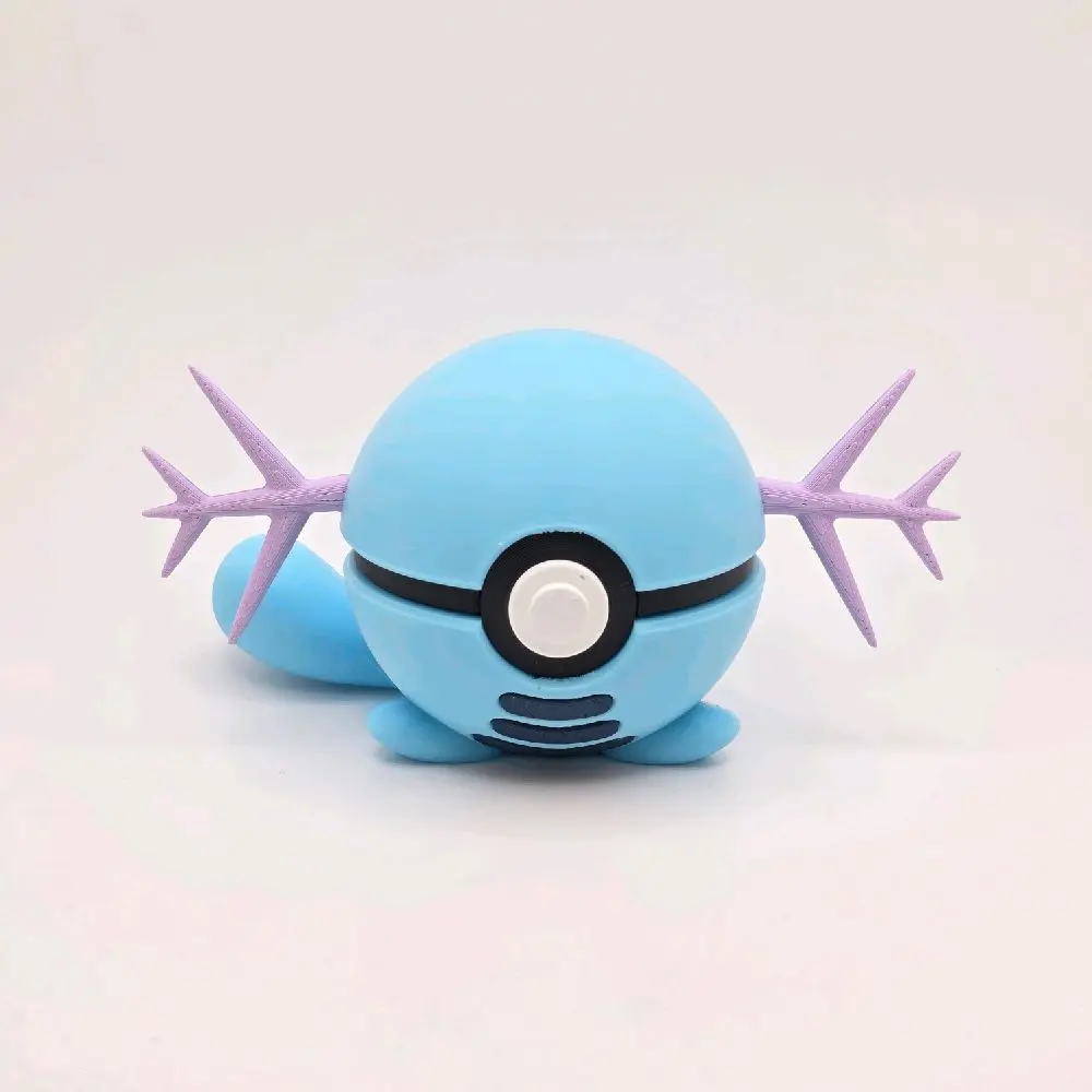 N3D Wooper-Themed Pokeball Collectible - Handcrafted Durable Pokemon Fan Merch by The Card Guy TCGs, 4-Inch Sizes, Water-Infused Soft Blue Aquatic Charm, Carefree Gift for Collectors, Choking Hazard Small Parts, Handcrafted And Durable