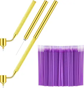 100 Pack 0.5 mm Touch up Paint Brushes Repair Pen Gold Paint Applicator Fluid Writer Pen Detailing Disposable Micro Applicator for Auto Repair Chip Automotive Scratch(Purple)