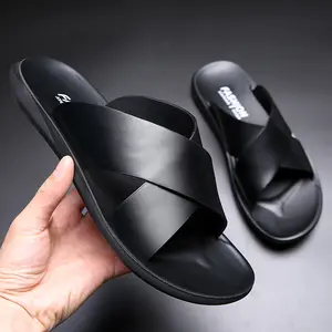 Men's sandals, simple crossover design slippers, suitable for all ages, stylish, versatile, and effortlessly chic.