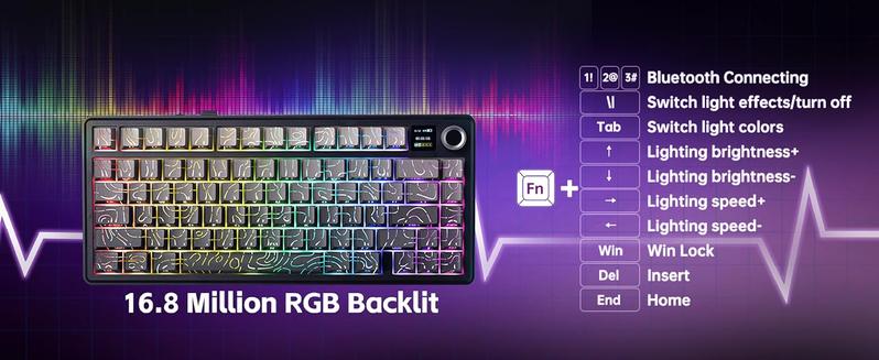 Aula F75 MAX Wireless Mechanical Keyboard with TFT Screen and Knob, Gasket Gaming Keyboard in 75% Layout, Hot Swappable, RGB Backlight, for Multimedia ScrolWheel, creamy keyboards Aula F75 MAX Wireless Mechanical Keyboard with TFT Screen and Knob, Gasket Gaming Keyboard in 75% Layout, Hot Swappable, RGB Backlight, for Multimedia ScrolWheel, creamy keyboards