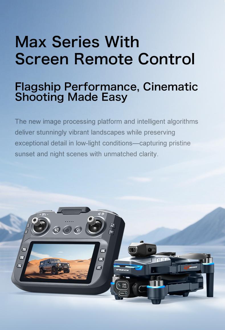 Drone MAX Upgraded Version – Dual Batteries, 4.3" HD Screen Remote, 8K Dual-Camera Obstacle Avoidance, Brushless Motor, Foldable Design, Night-Flight Ready, Ideal for Adults & Beginners
