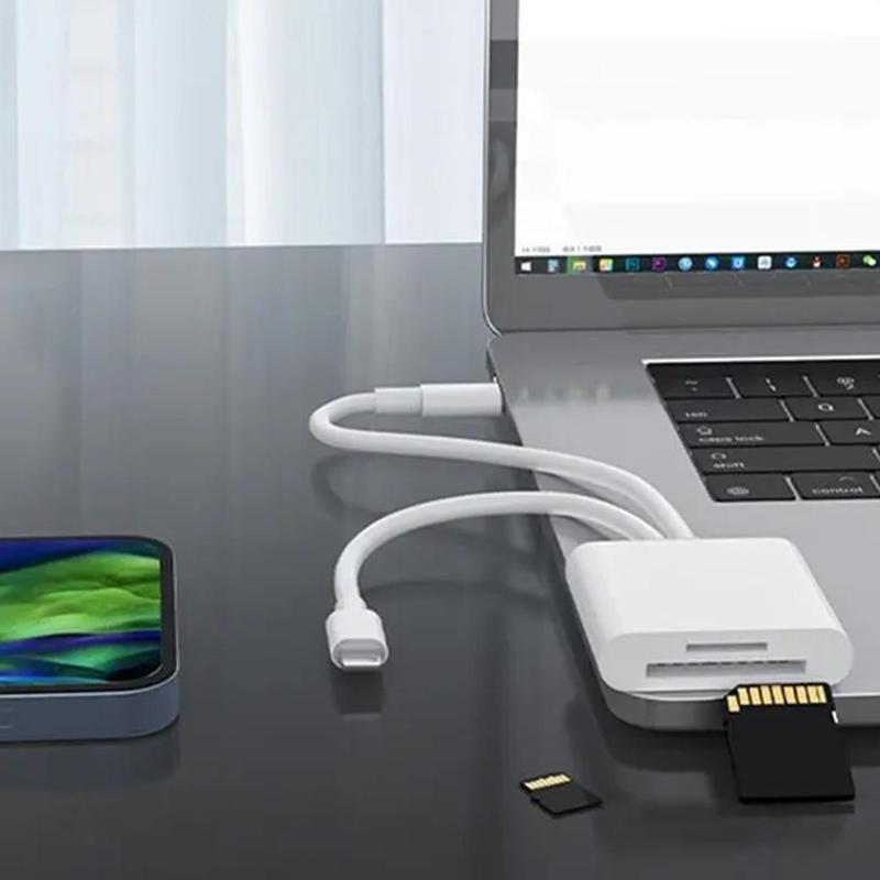 2 in 1 SD Card Reader, 1 Portable Type-C Card Reader, Multi-function Dual Line Card Reader for Home Office Digital Camera