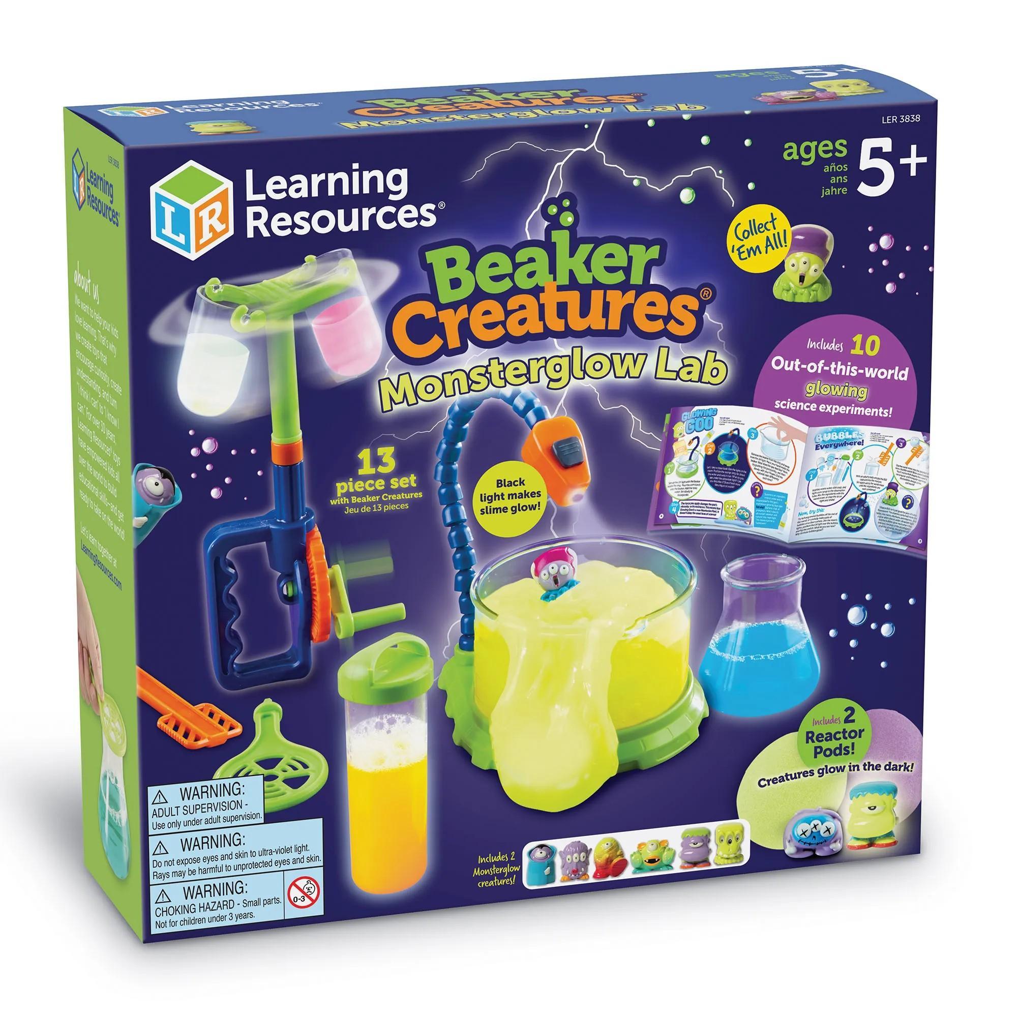 Learning Resources Beaker Creatures Monsterglow Lab - 13 Pieces, Ages 5+ Kids Educational Science Kits, Kindergartner Science Games, Homeschool Science, STEM Toys, Slime Kit
