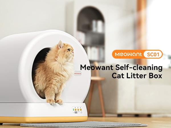 Meowant SC01 57.6L Automatic Cat Litter Box Self-Cleaning Odor-Free Pee Guard Auto Safety Stop App-Controlled with Mat & Liner Ultra Quiet Operation for Multi-Pets