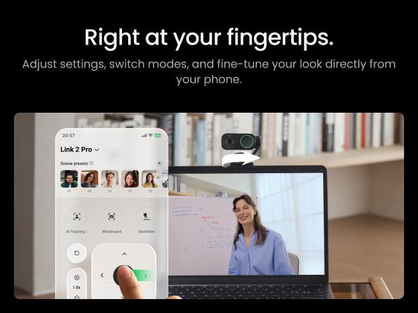 Insta360 Link 2 Pro – 4K PTZ Webcam for PC/Mac, 1/1.3” Sensor, Low-Light, AI Tracking, HDR, Directional Noise-Canceling Mics, Supports Stream Deck, Zoom, Teams, Twitch for Streaming or Meetings
