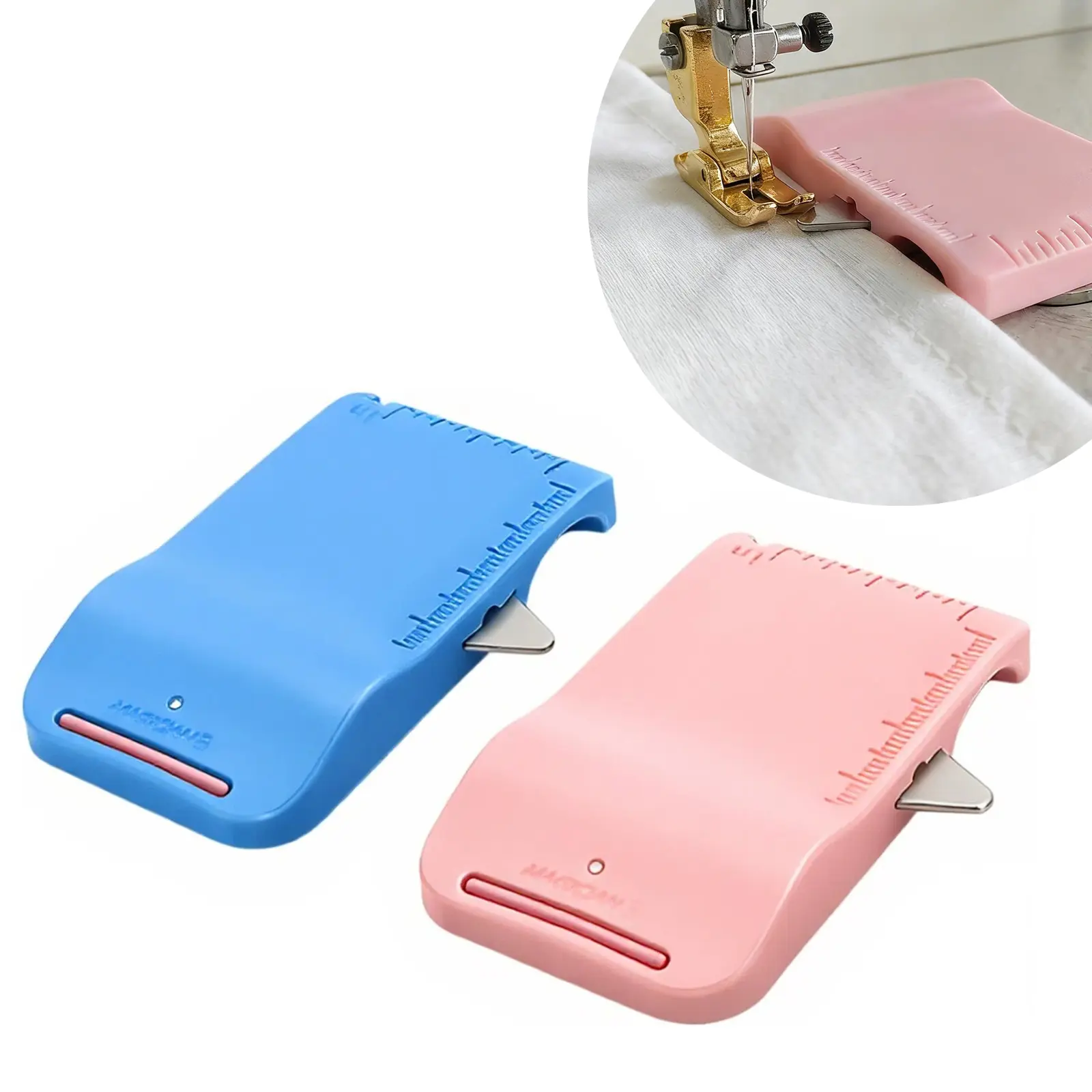 ZORIQQ Magnetic Pocket Size Sewing Tool Kit - 4-in-1 ABS Plastic Portable Sleeve Tool with Edge Guide, Built-in Seam Ripper, Ruler Scale for Cuff Plackets, Topstitch Lines (Ideal for Beginners), Pocket Size Sewing Tools