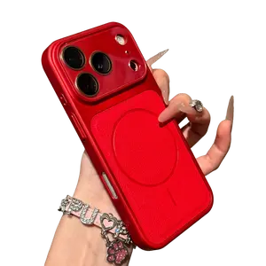 Instantly Transform 17 Skin Texture Magnetic Compatible IP Phone Case 15/14/13 Premium Red