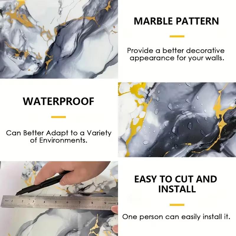 10/20Pcs Self-Adhesive Glossy Marble Sheets - Peel & Stick Waterproof PVC Ceramic Layers Suitable Backsplash, Bathroom, Living Room Walls - Installation,Modern Marble Patterns (UV Printed)11.8*11.8inch