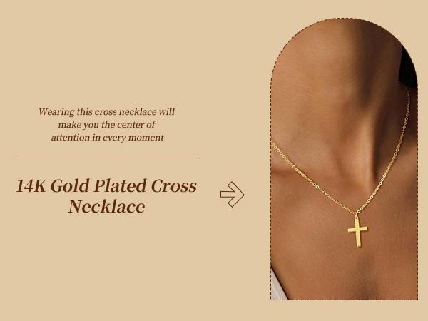 Tewiky Easter Gifts Upgraded Crown Cross Necklace for Women, Crown Cross Pendant Necklace, Non-Tarnish Faith Jewelry for Women, Christian Religious Gifts for Her Back To School