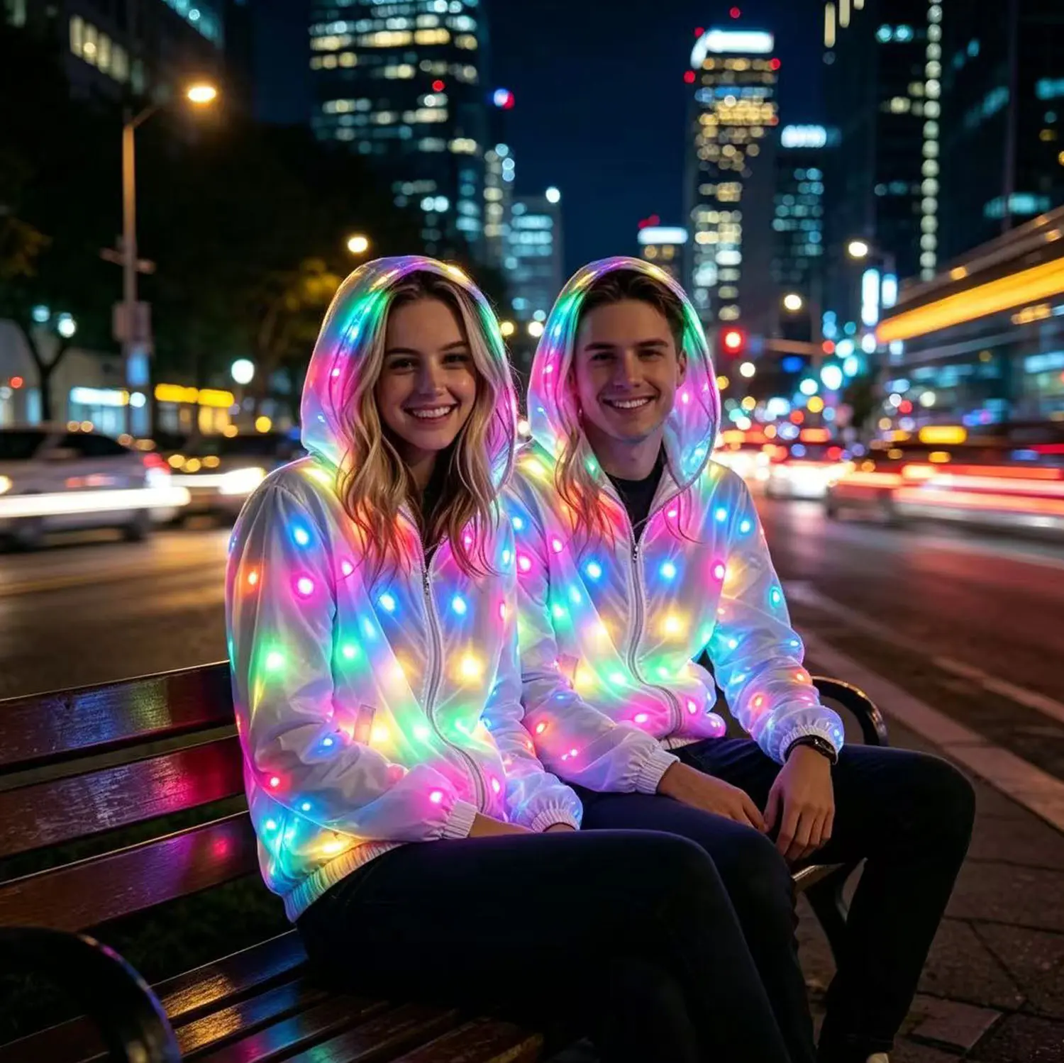 Unisex Adult Washable LED Glitter Jacket - Reflector Vest with Colored Lighting, Costumes for Fantasy Cosplay Costume, Dance Clothing & Novelty Party Supplies Festive Clothes, Fantasy Costume