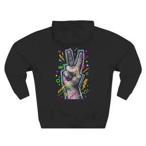 Peace Hand Graphic Hoodie | Colorful Retro V Sign, Casual Streetwear