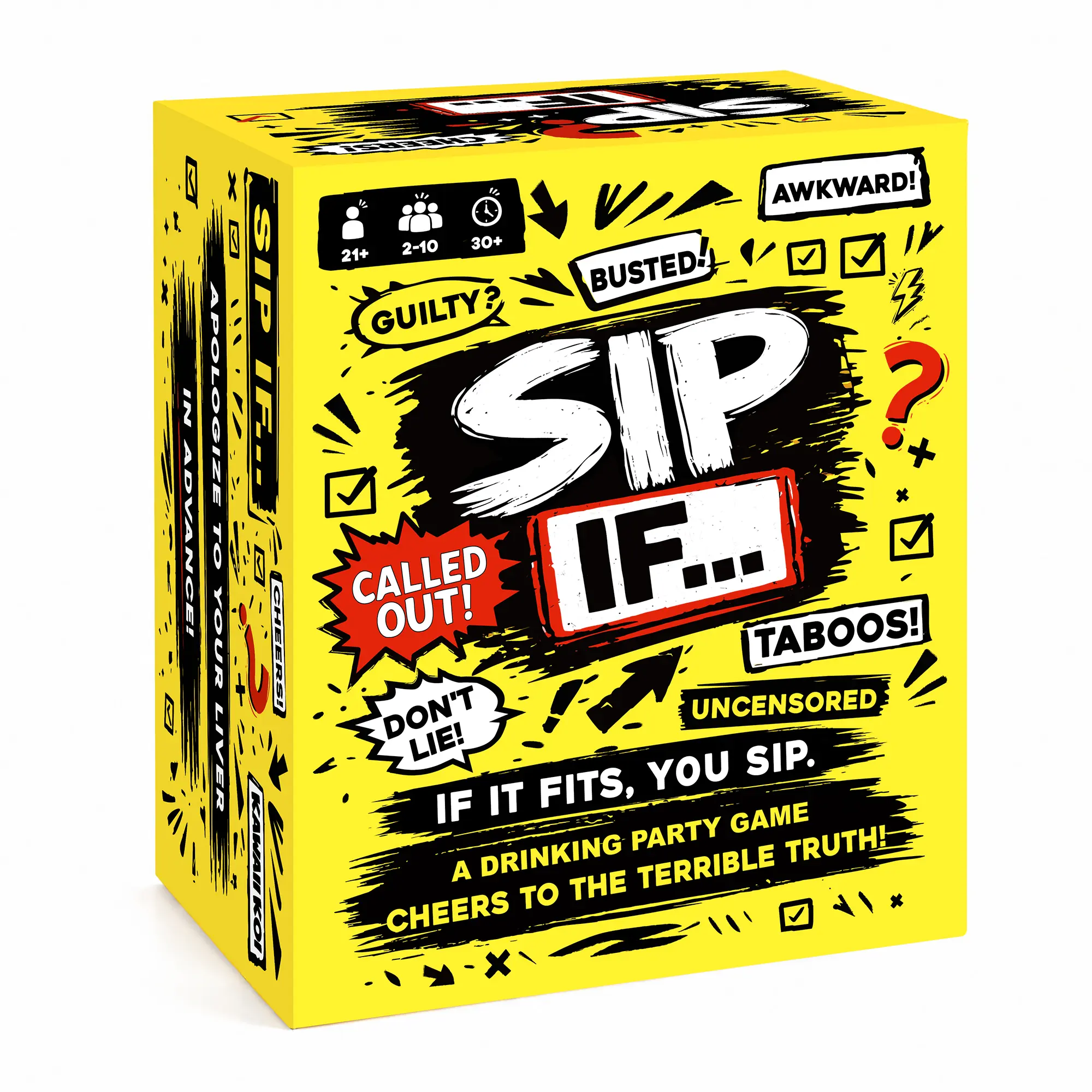 KAWAII KOI Sip If Drinking Game for Adults, 520 Prompts with 10 Blank Cards, Funny Drinking Card Game for Pregame, Game Night, Bachelorette & 21st Birthday