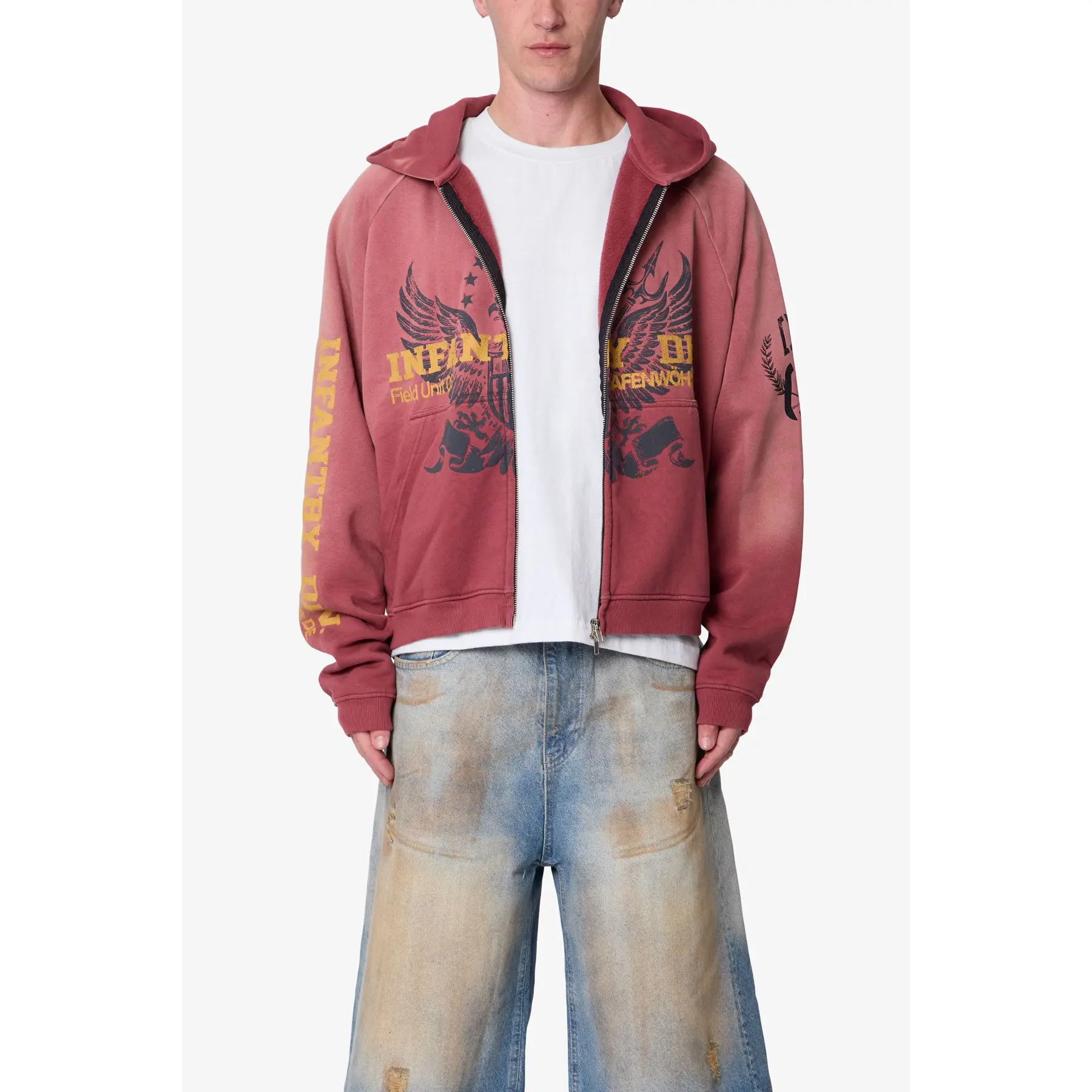 mnml Washed Infantry Hoodie - Red