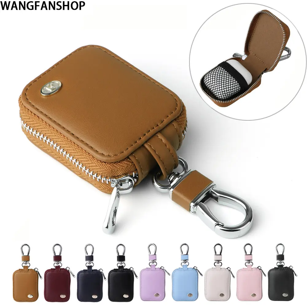 Vegan Leather Earbud Carrying Case with Keychain, Multi-Color Zippered Storage Pouch for Earbuds & Small Items