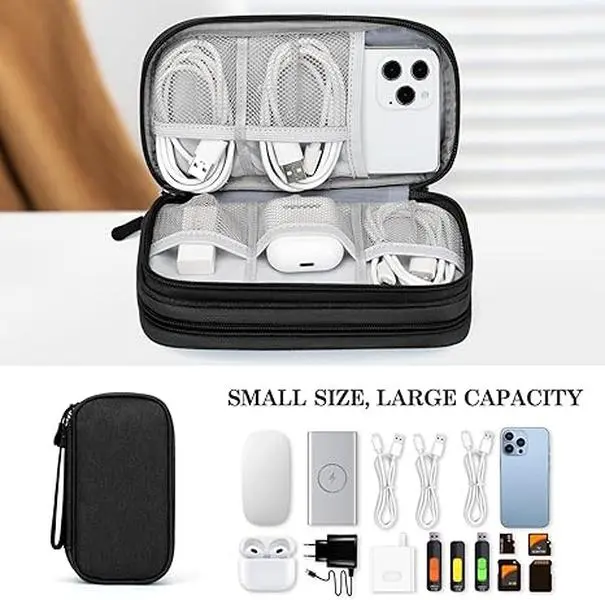 Electronics Accessories Organizer Pouch Bag, Travel Universal Organizer for Cable, Charger, Phone, SD Card, Business Travel Gadget Bag