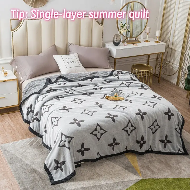1pc Milk Fleece Embroidered Single Layer Throw Blanket, Soft and Comfortable, Cozy Warm Blanket, Suitable for Sofa and Bed, Perfect Gift, Soft Comfy Blanket
