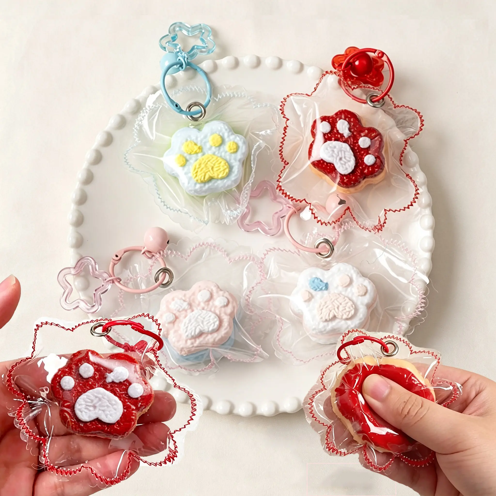 1pc Cat Paw Shaped Squishy Keychain | Slow Rebound Squeeze Fidget with Sealed Wrapper | Portable Bag Pendant for Girls & Teens ,Halloween&Christmas