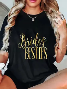 100% Cotton Bridesmaid Shirt Wedding Bachelorette Gold Brides Bestie T-Shirt