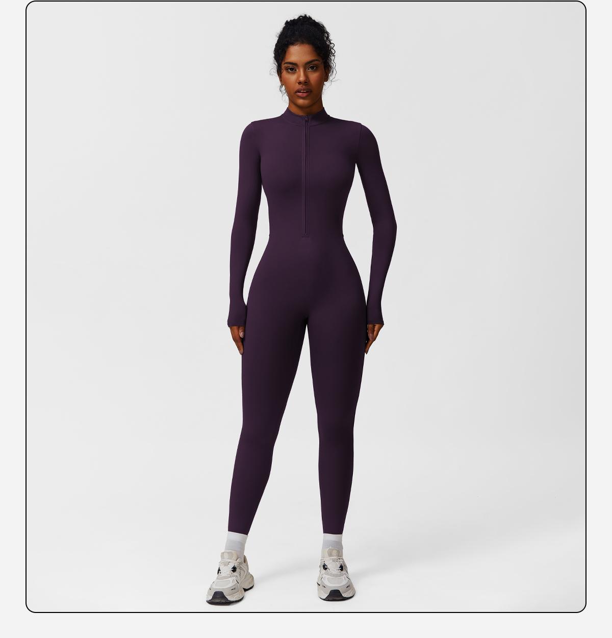 Women's Solid Zip-Up Skiing Jumpsuit by MFVIM - Casual Sporty Long-Sleeve Jumpsuit for Skiing and Cycling, Ladies' Activewear for Fall and Winter Workout Gym Clothing SpringStatements