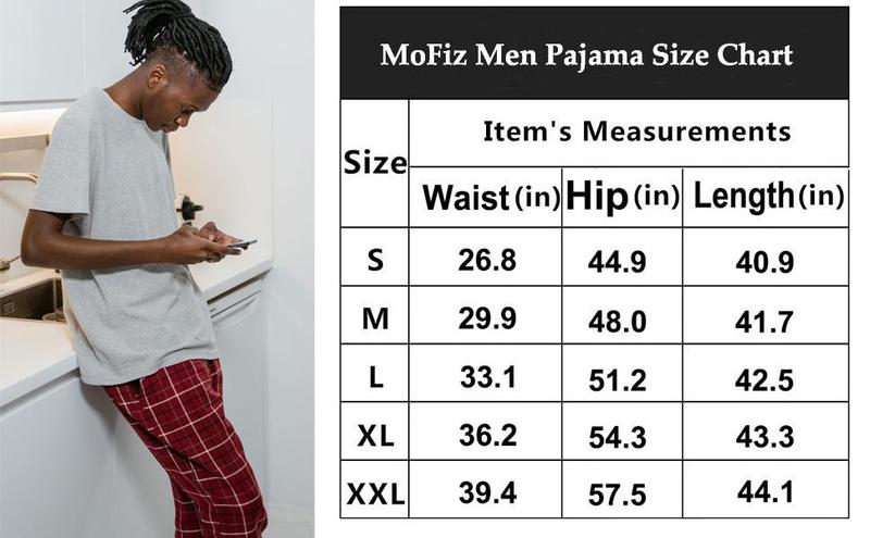 MoFiz Men's Pajama Pants Ultra Lightweight Pjs Bottoms Sleepwear Bottom Pants With Pocket Drawstring 3-Pack