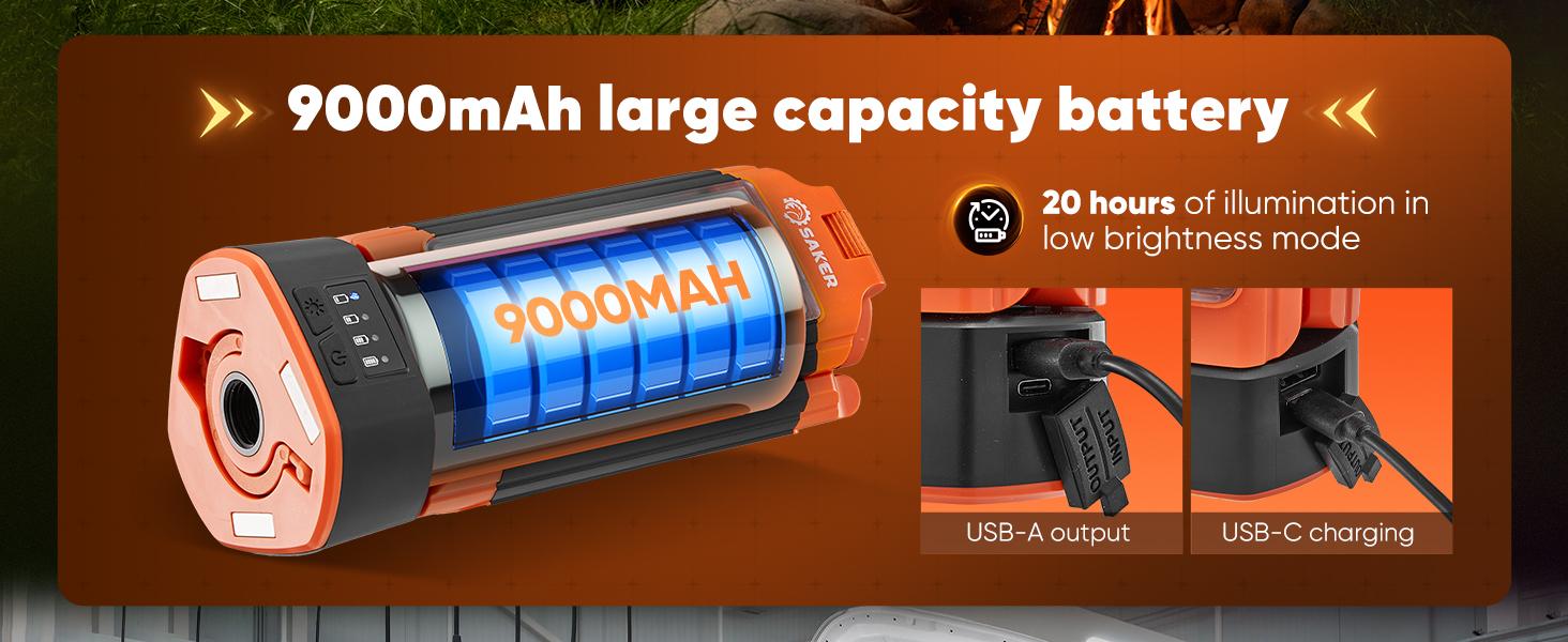 SAKER Portable Camping Light with Stand, Rechargeable Work Light, Dimmable Emergency Flashlight for Garage, Outdoor Work, Power Outage, Fishing LD10 Orange SAKER Portable Camping Light with Stand, Rechargeable Work Light, Dimmable Emergency Flashlight for Garage, Outdoor Work, Power Outage, Fishing LD10 Orange