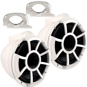 Wet Sounds REV10 White 10" Tower Speakers with Mini Fixed Clamps - Fits 1" to 1 7/8" Pipe