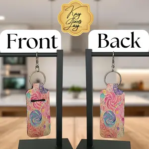 Candy Swirl Chapstick Holder Keychain – Double Sided Colorful Design