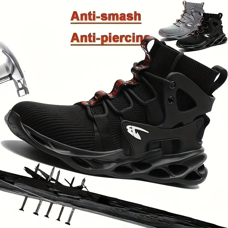 Men's Workout Sneakers, Athletic High-Top Steel Toe Sneaker Shoes, Breathable Anti-Piercing Footwear, Fathersdaygift, Trainer Shoes tiktokshopbacktoschool, Steel Toe Trainers