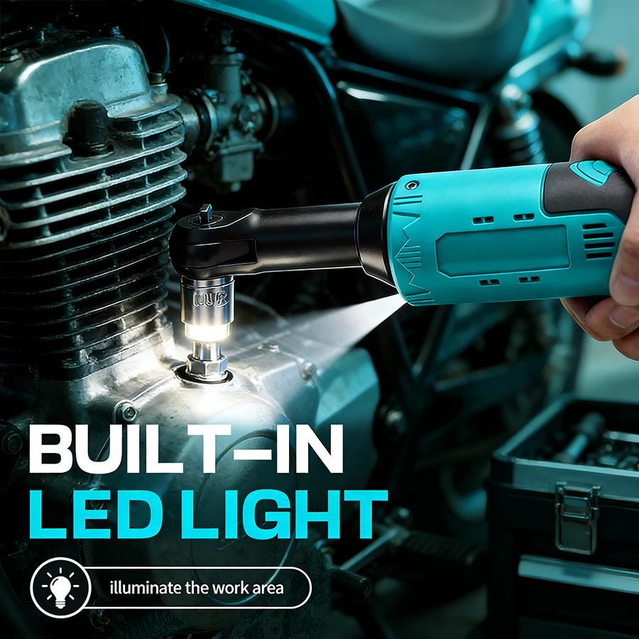 Electric Right Angle Wrench, 1 Count 45NM 3/8'' Ratchet Wrench, Removal Screw Nut Car Repair Tools, Power Tools, Cordless Power Tool Set, Power Tools, Cordless Torque Wrenches