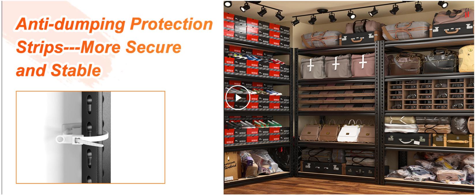 Raybee Adjustable 5-Tier Metal Storage Shelves, Garage Storage Shelving Unit for Warehouse Pantry Basement Heavy Duty Utility Rack Tool Shelf