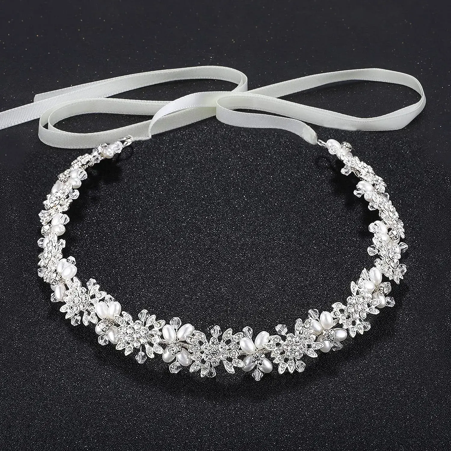 Women's Top-Quality Silver Flower-Design Bridal Headband - 35cm Circular Band with Even Paste Rhinestone Refractive Stones, Gift-Boxed Hair Accessory for Brides, Homecoming, Holidays, Simple Look, Easy To Wear, Stays Secure, Bridesmaids, Ceremony