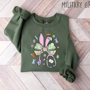 Easter Nurse Sweatshirt, Bunny Nurse Crewneck, Medical Easter Shirt, Cute Holiday Graphic Tee, Gift For Healthcare Worker
