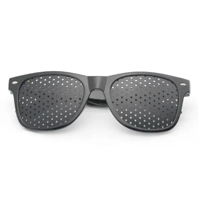Perforated Lens Pinhole Eyeglasses for Adults - No Vision Improvement, Anti-Myopia, Astigmatism Relief, Eye Fatigue Reduction, Unisex Black Single Pair Punched Pattern Eyewear, Holes